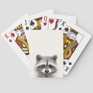 Raccoon Pencil Drawing Poker Cards