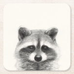 Raccoon Pencil Drawing Square Paper Coaster<br><div class="desc">Raccoon Pencil Drawing by Victoria Borges</div>