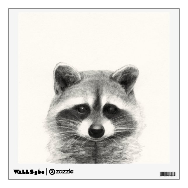 Raccoon Pencil Drawing Wall Decal (Front)