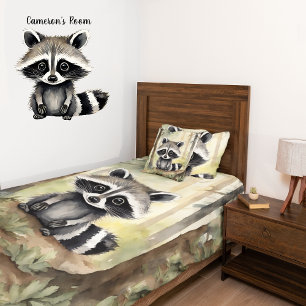 Raccoon Personalized Woodland Duvet Cover