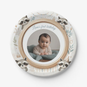 Raccoon Photo Frame for Kids' Birthday Parties Paper Plates