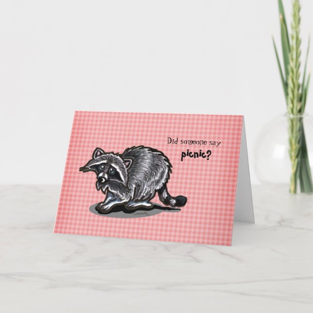 Raccoon Picnic Birthday Card (Front)
