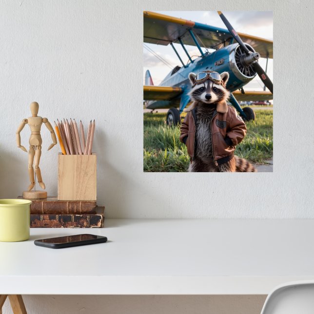 Raccoon Pilot Airplane Funny Wildlife Animal Poster (Creator Uploaded)