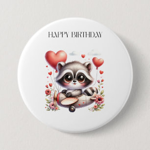 Raccoon Pilot Birthday Button