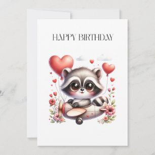 Raccoon Pilot Birthday Card