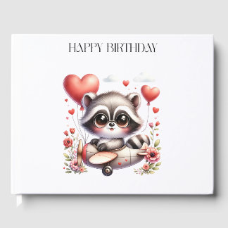 Raccoon Pilot Birthday Guest Book