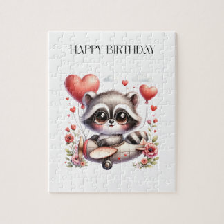 Raccoon Pilot Birthday Jigsaw Puzzle