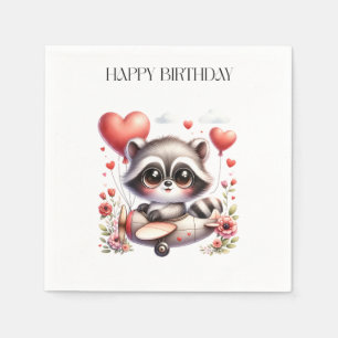 Raccoon Pilot Birthday Napkins