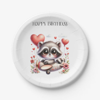 Raccoon Pilot Birthday Paper Plates