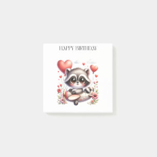 Raccoon Pilot Birthday Post-it Notes