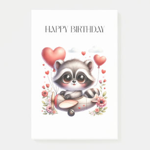 Raccoon Pilot Birthday Post-it Notes
