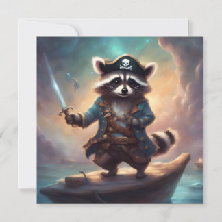 Raccoon Pirate on Driftwood Invitation