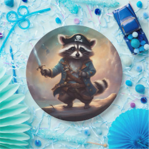 Raccoon Pirate on Driftwood Paper Plates