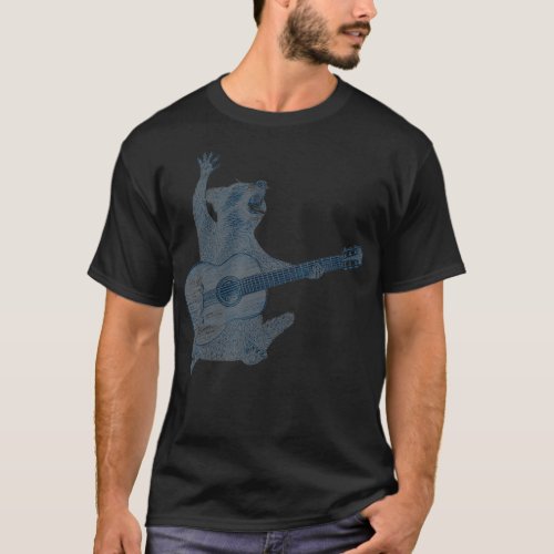 Raccoon Playing Guitar Guitar Player Raccoon Lover T_Shirt