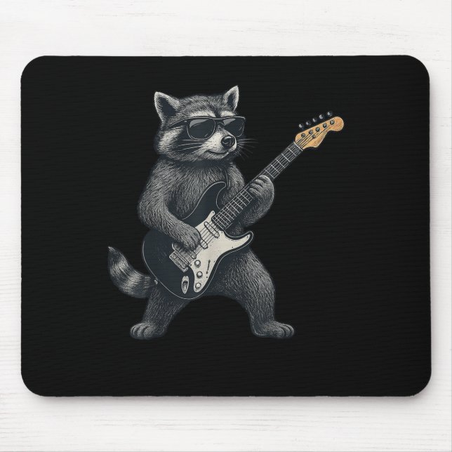 Raccoon Playing Guitar Rock And Roll Gift Men Wome Mouse Pad (Front)