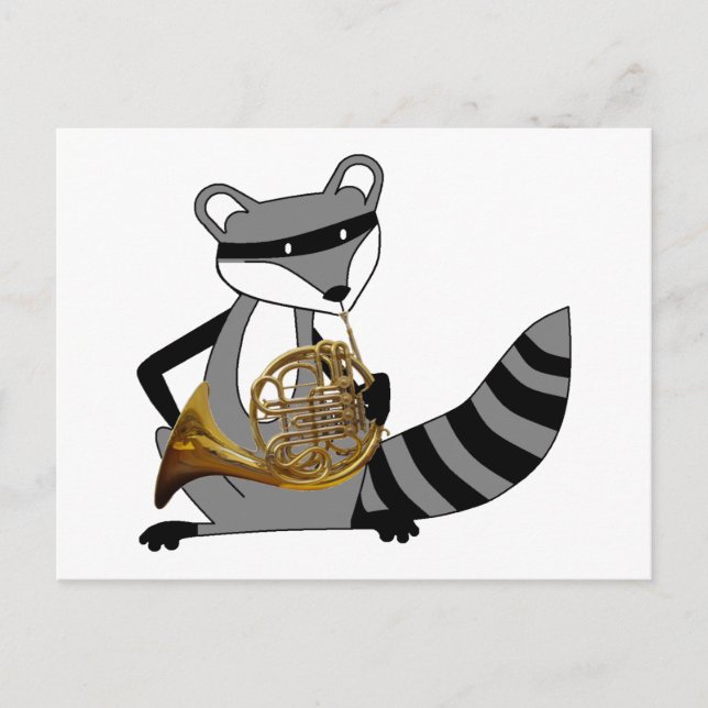 Raccoon Playing the French Horn Postcard (Front)