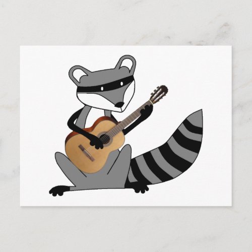 Raccoon Playing the Guitar Postcard