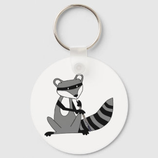 Raccoon Playing the Oboe Keychain