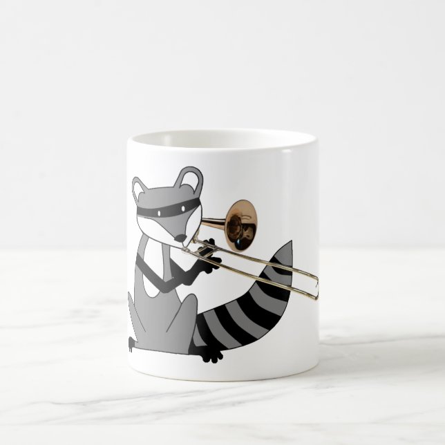 Raccoon Playing the Trombone Coffee Mug (Center)