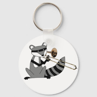Raccoon Playing the Trombone Keychain
