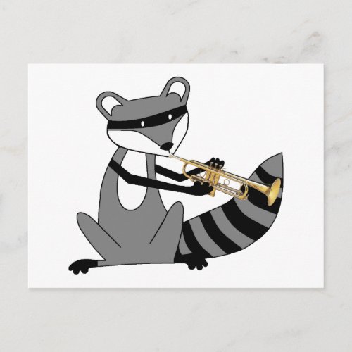 Raccoon Playing the Trumpet Postcard