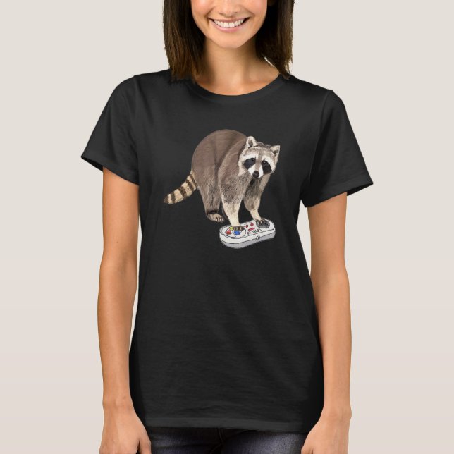 Raccoon Playing Video Game Procyonidae Animal Racc T-Shirt (Front)