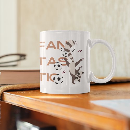 Raccoon Plays Soccer Football Funny Custom Text Coffee Mug