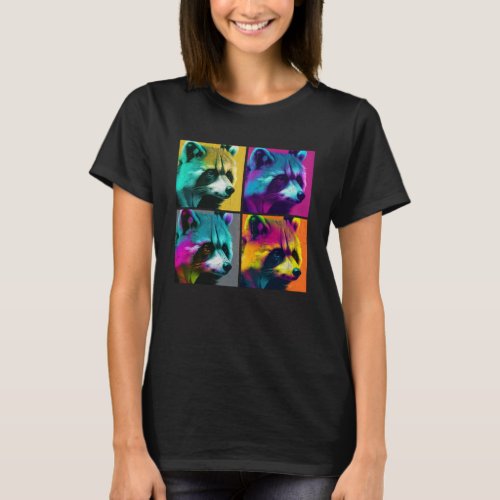 Raccoon Pop Illustration Colorful Animal Women  1 T_Shirt