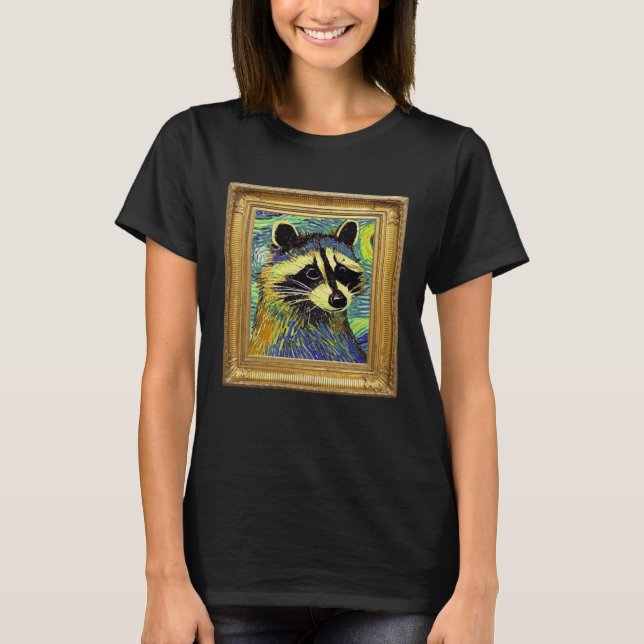 Raccoon Post Impressionism Artwork Artist Painting T-Shirt (Front)