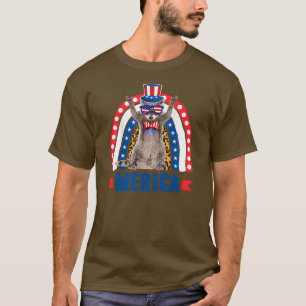 Raccoon Rainbow Leopard Merica Flag 4th of July T-Shirt