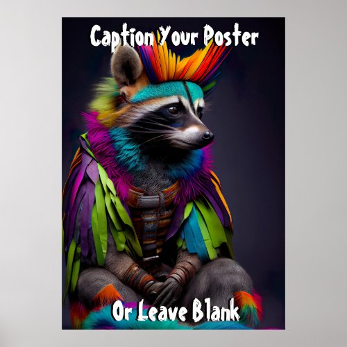 Raccoon Rainbow Tribe Celebration _ Tribal Punk Poster