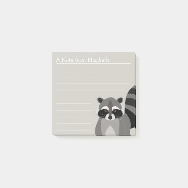 Raccoon Rascal Custom Color and Name Post-it Notes (Front)