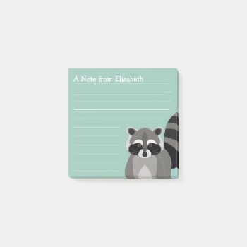 Raccoon Rascal Custom Color And Name Post-it Notes by DoodleDeDoo at Zazzle