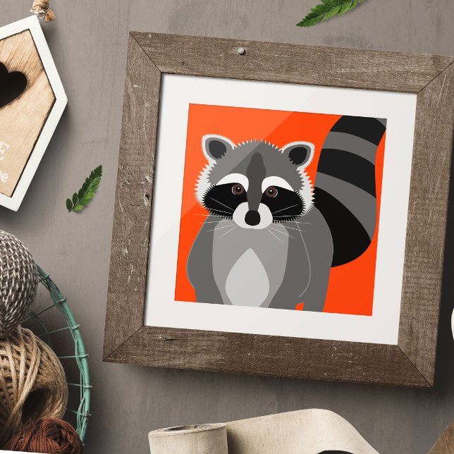 Raccoon Rascal Poster Custom Background Color