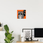 Raccoon Rascal Poster Custom Background Color (Home Office)