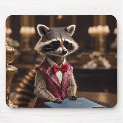 Raccoon reading a book mouse pad