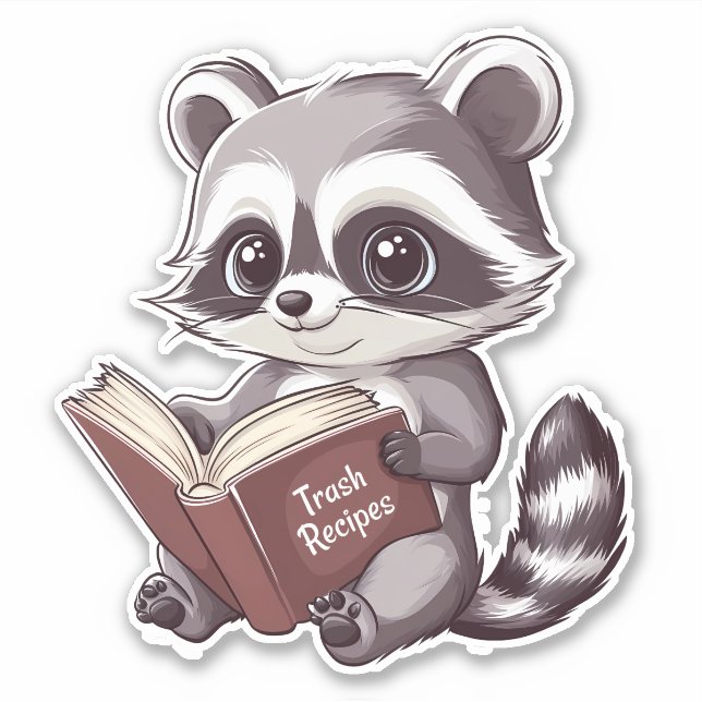 Raccoon Reading book Sticker (Front)