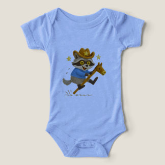 Raccoon riding a rocking horse infant t-shirt