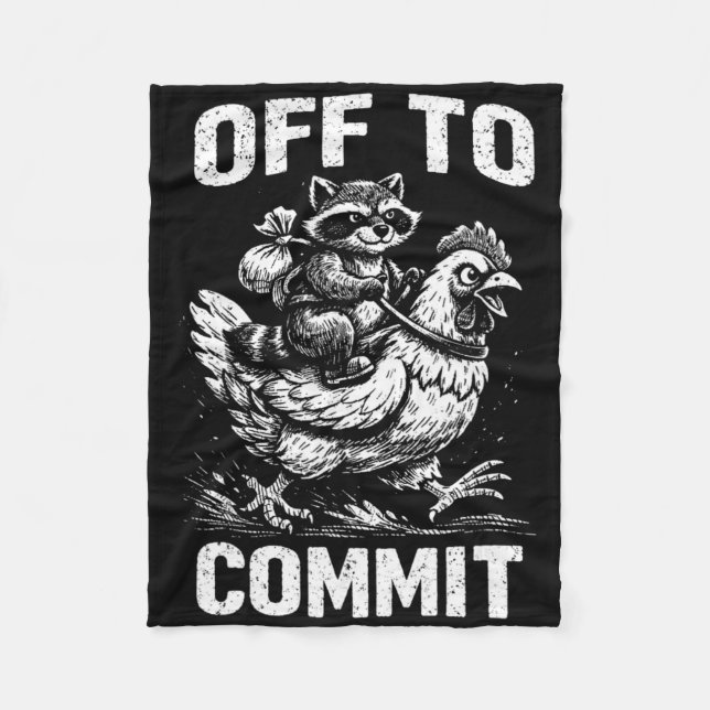 Raccoon Riding Chicken Off To Commit Software Deve Fleece Blanket (Front)