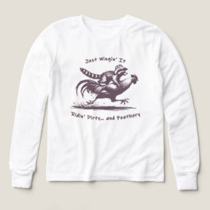 Raccoon Riding Rooster – Barnyard Rodeo Cowboy Tri-Blend Shirts