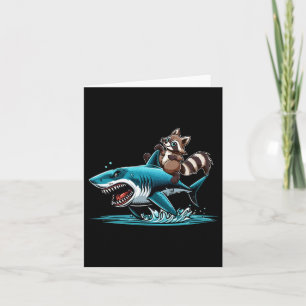 Raccoon Riding Shark Costume Sea Animal Lover Kids Card