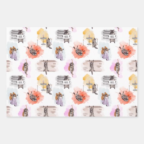 Raccoon Robbing bank Wrapping Paper Sheets