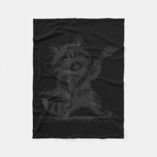 Raccoon Rock Music For Men Women Band Kids Rocker Fleece Blanket