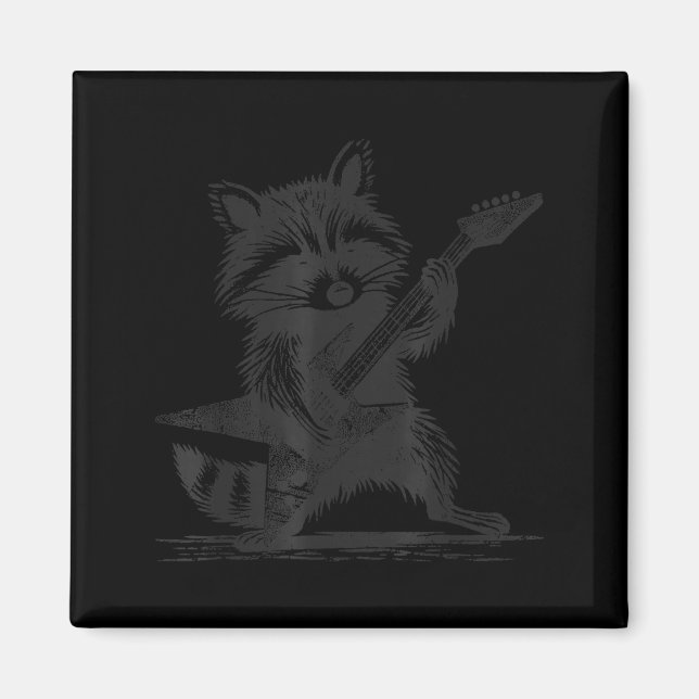 Raccoon Rock Music For Men Women Band Kids Rocker  Magnet (Front)