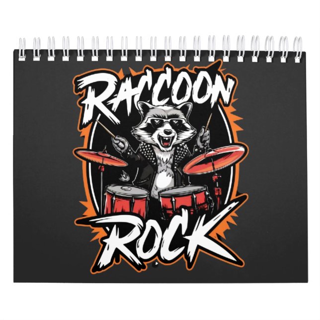 Raccoon Rock T-shirt - Funny Raccoon Cowboy Design Calendar (Cover)