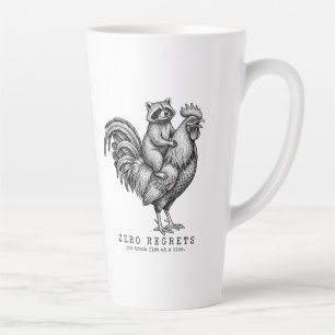 Raccoon Rooster Latte Mug Funny Sarcastic Gift