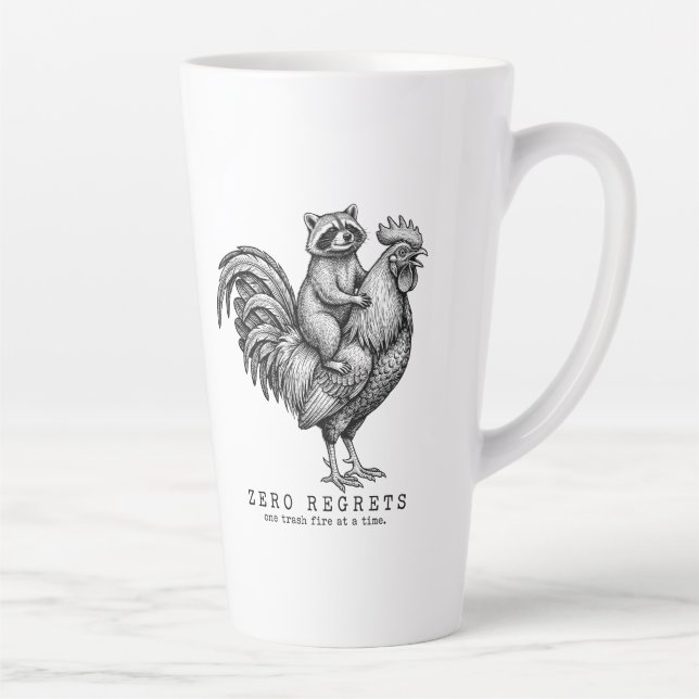 Raccoon Rooster Latte Mug Funny Sarcastic Gift (Right)