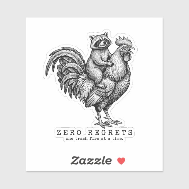 Raccoon Rooster Sticker Funny Vintage Gift (Sheet)