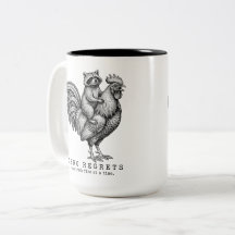 Raccoon Rooster Two-Tone Mug Funny Gift