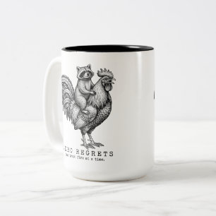 Raccoon Rooster Two-Tone Mug Funny Gift